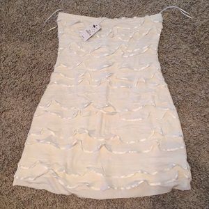 Ivory ruffled tube top dress